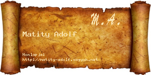 Matity Adolf névjegykártya